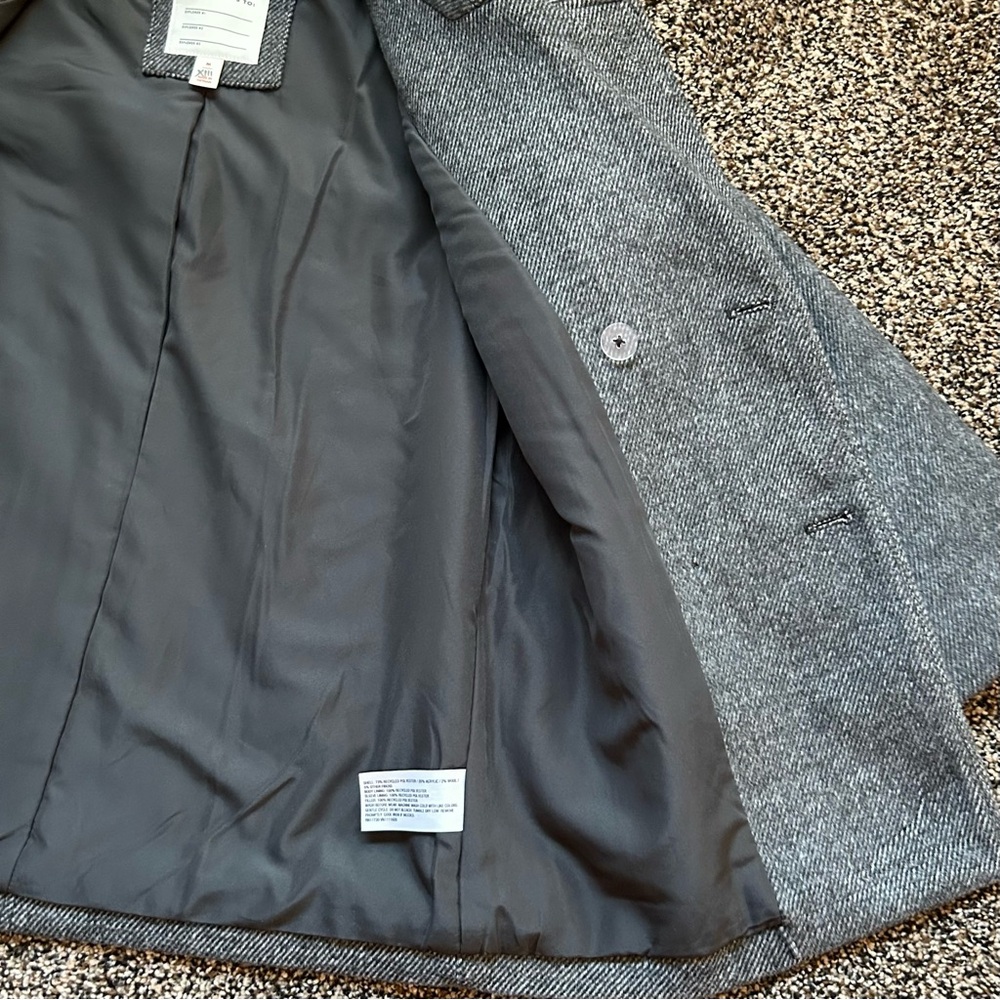 🆕 Cat & Jack Gray Tweed Faux Wool Double Breasted Lined Pea Coat Size M (8) - Picture 8 of 11